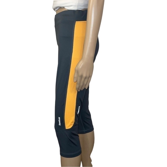 Reebok Gray & Yellow Capri Leggings - Picture 1 of 8